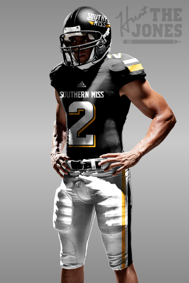 Southern Miss Realistic Black on White